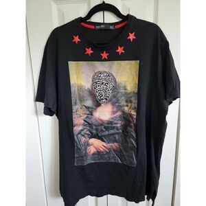 Hudson Outerwear Men’s Black T- Shirt 3X Mona Lisa Beaded Bling RUNS SMALL